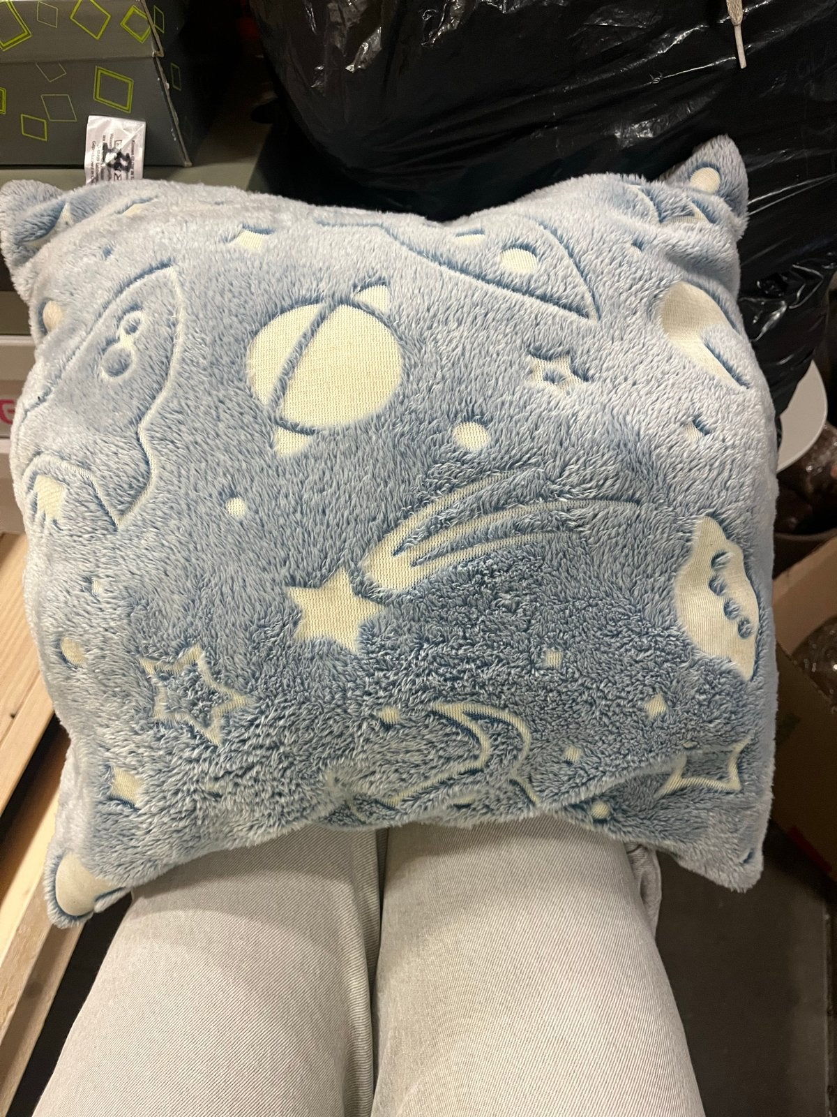 Glow in the dark kussen met ruimte thema, Ophalen, Gebruikt, Blauw, Met print