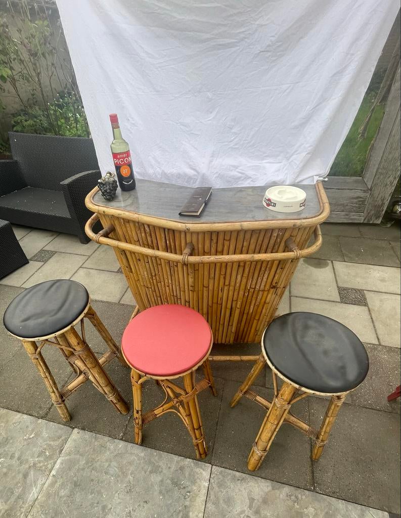Vintage Tiki Bar Bamboe - Jaren '60, Huis en Inrichting, Barren, Ophalen of Verzenden, Gebruikt