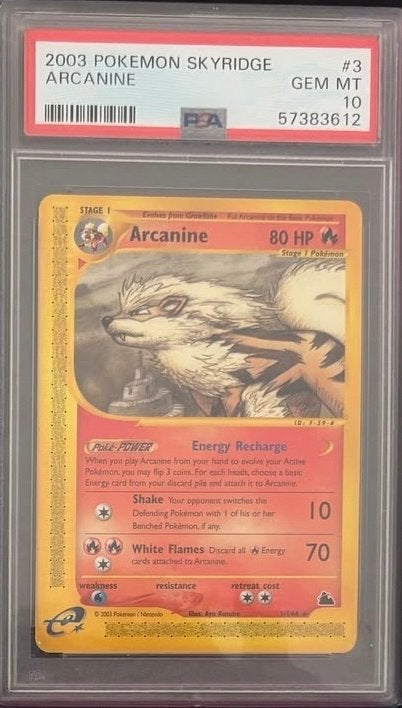 Arcanine #3 Skyridge PSA 10 - 2003 Pokemon Kaart, Ophalen of Verzenden, Nieuw, Losse kaart