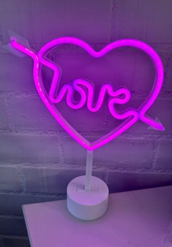 LED Hart + Love met neonlicht - roze neon licht 6 stuks USB, Overige merken, Kunststof, Ophalen of Verzenden, Zo goed als nieuw