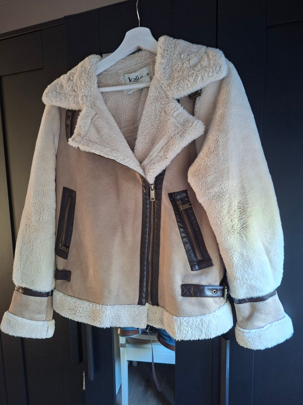 Faux Fur Jas voor de Herfst - Maat S (past ook M), Beige, K.Zell Fur, Ophalen of Verzenden, Zo goed als nieuw
