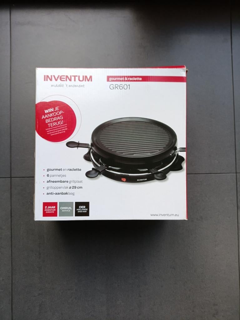 Inventum Gourmetstel/Grill GR601 - 6 persoons, z.g.a.n., Ophalen of Verzenden, Zo goed als nieuw, 4 t/m 7 personen