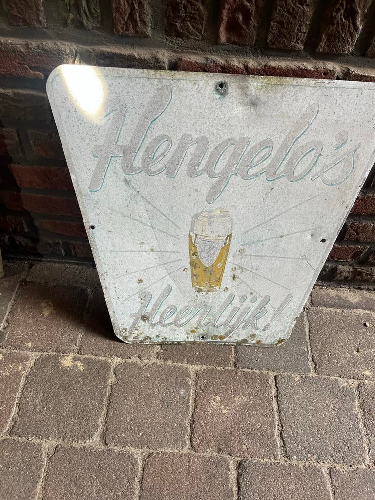 Vintage Hengelo's Heerlijk! Bier Reclamebord, Antiek en Kunst, Ophalen of Verzenden