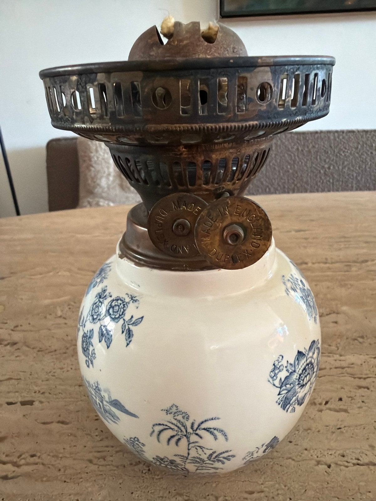 Vintage Mason's Ironstone Olielamp met Duplex Brander, Ophalen of Verzenden