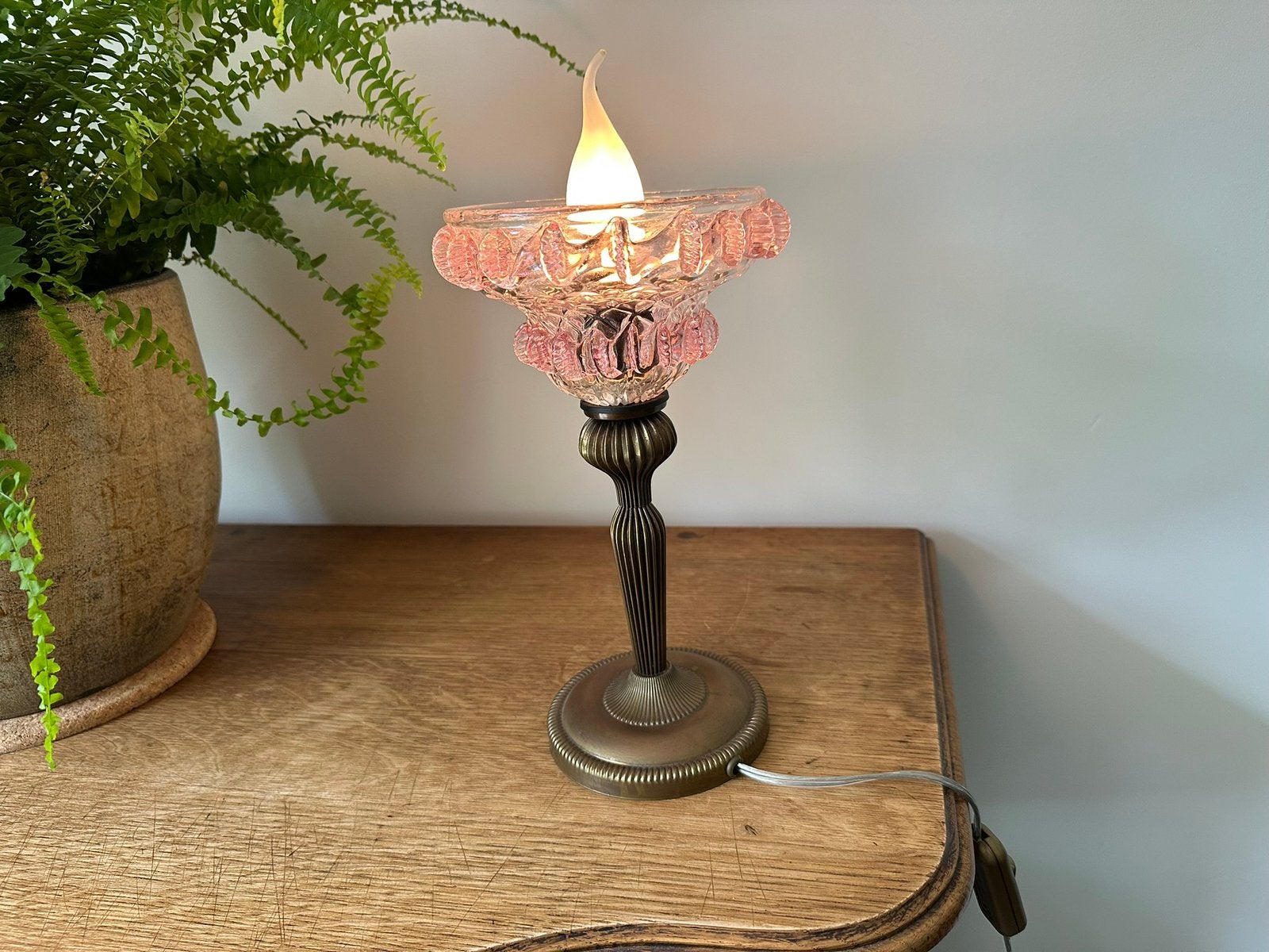 Murano tafel lamp met messing voet, Antiek en Kunst, Ophalen of Verzenden