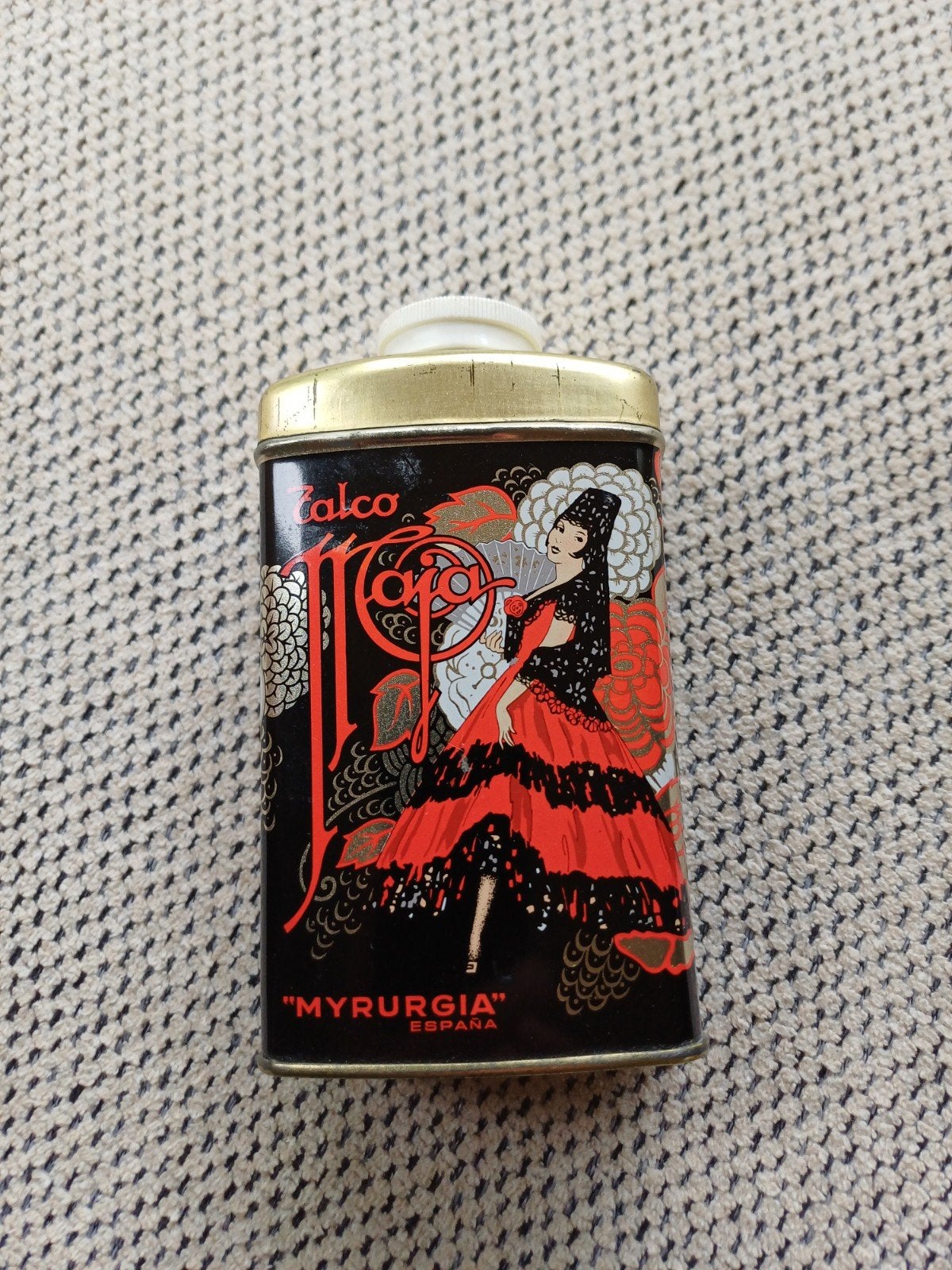 Vintage Myrurgia Maja Talkpoeder Blikje - Spaans Design, Ophalen of Verzenden