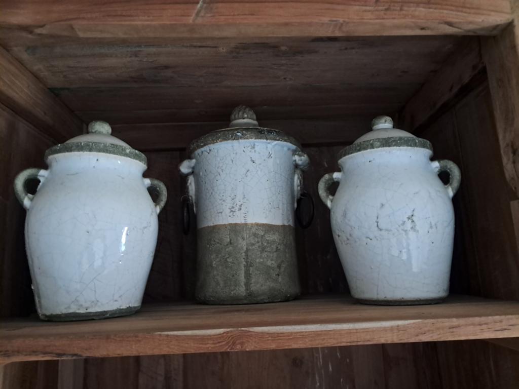 Set van 3 Antieke Aardewerken Potten met Deksel, Antiek en Kunst, Antiek | Keramiek en Aardewerk, Ophalen of Verzenden