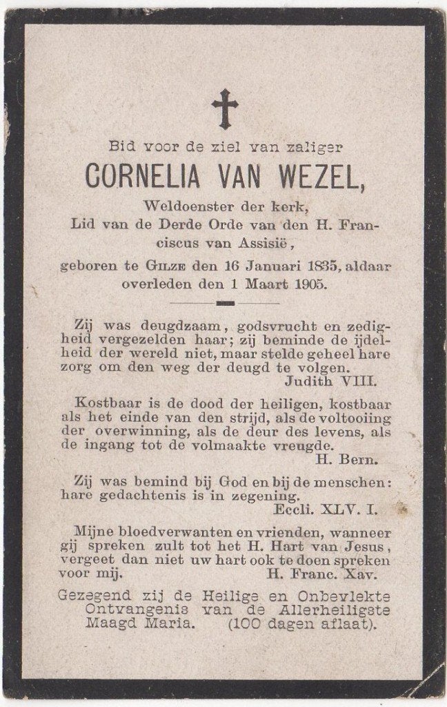 Cornelia van Wezel 1835 Gilze + 1905 Gilze, 70 jaar oud, Verzenden