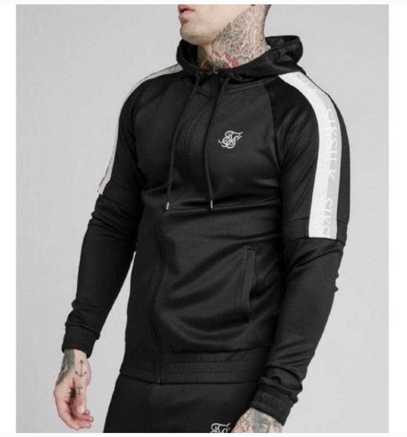 SikSilk - Zip hoodie sleeves design vest xs stoer Capuchon, P, Zwart, P, P