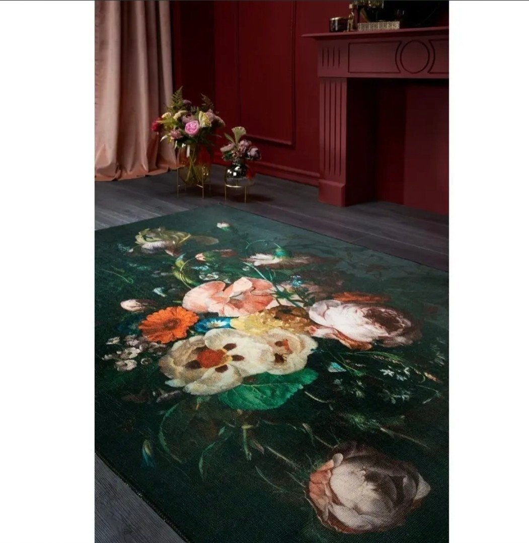 Kwantum vloerkleed Durham met bloemen, nieuw in verpakking, Ophalen, Groen, 150 tot 200 cm, Bloemenpatroon, Klassiek