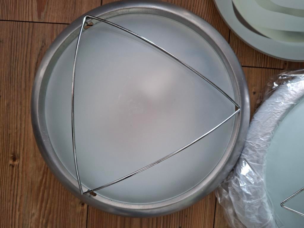 3 Plafonnières, waarvan 2 identiek - gebruikt, Huis en Inrichting, Lampen | Plafondlampen, Ophalen of Verzenden, Gebruikt, Glas