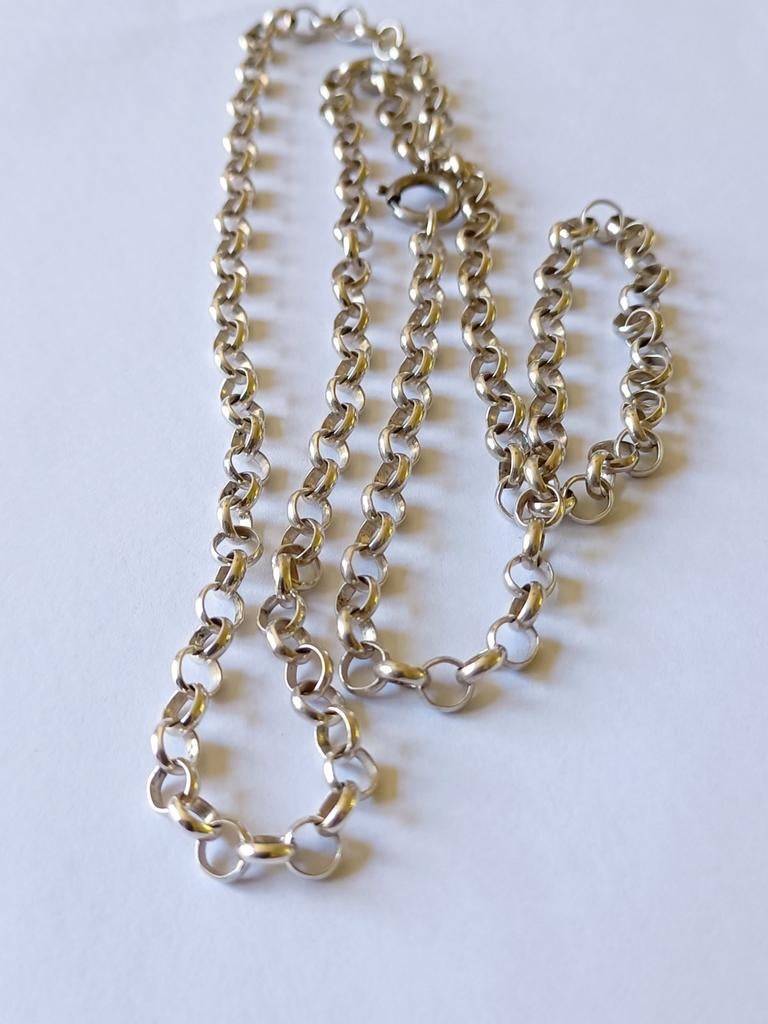 Oude zilveren forse jasseron ketting, Verzenden, Zilver, Ketting