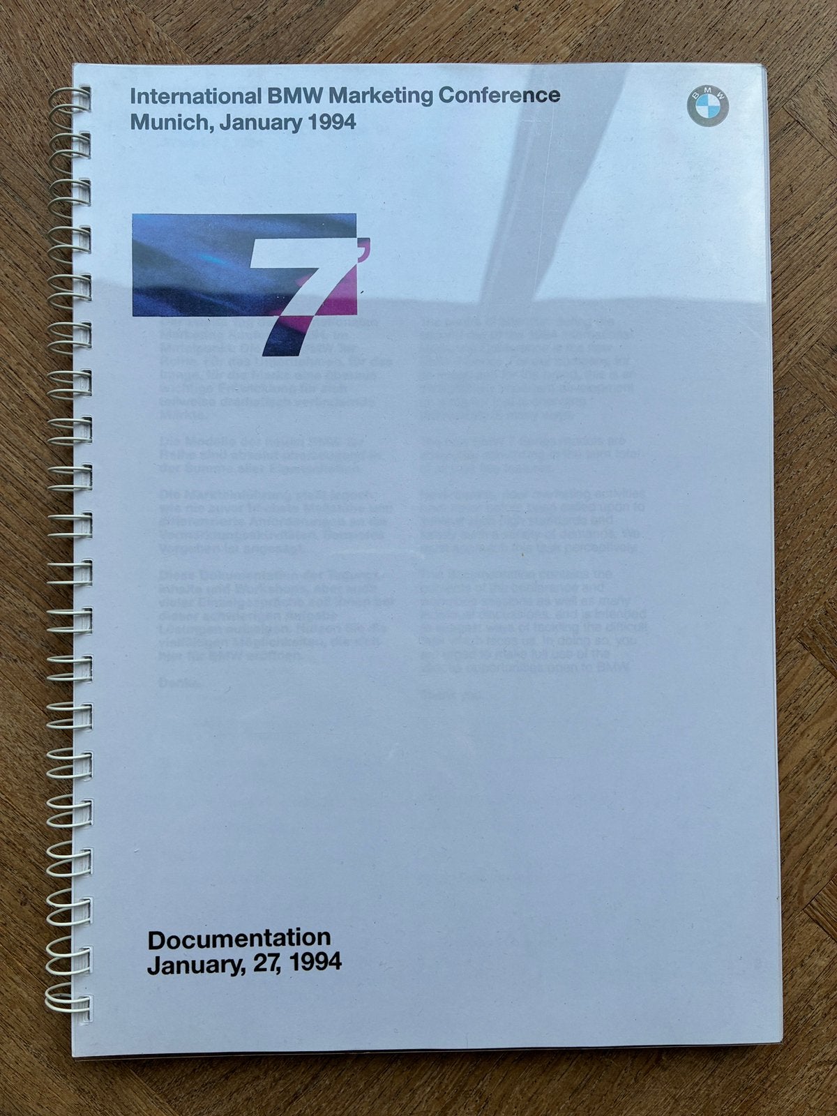 BMW 7-serie E38 marketing conference documentatie jan 1994, Verzenden, Zo goed als nieuw, BMW