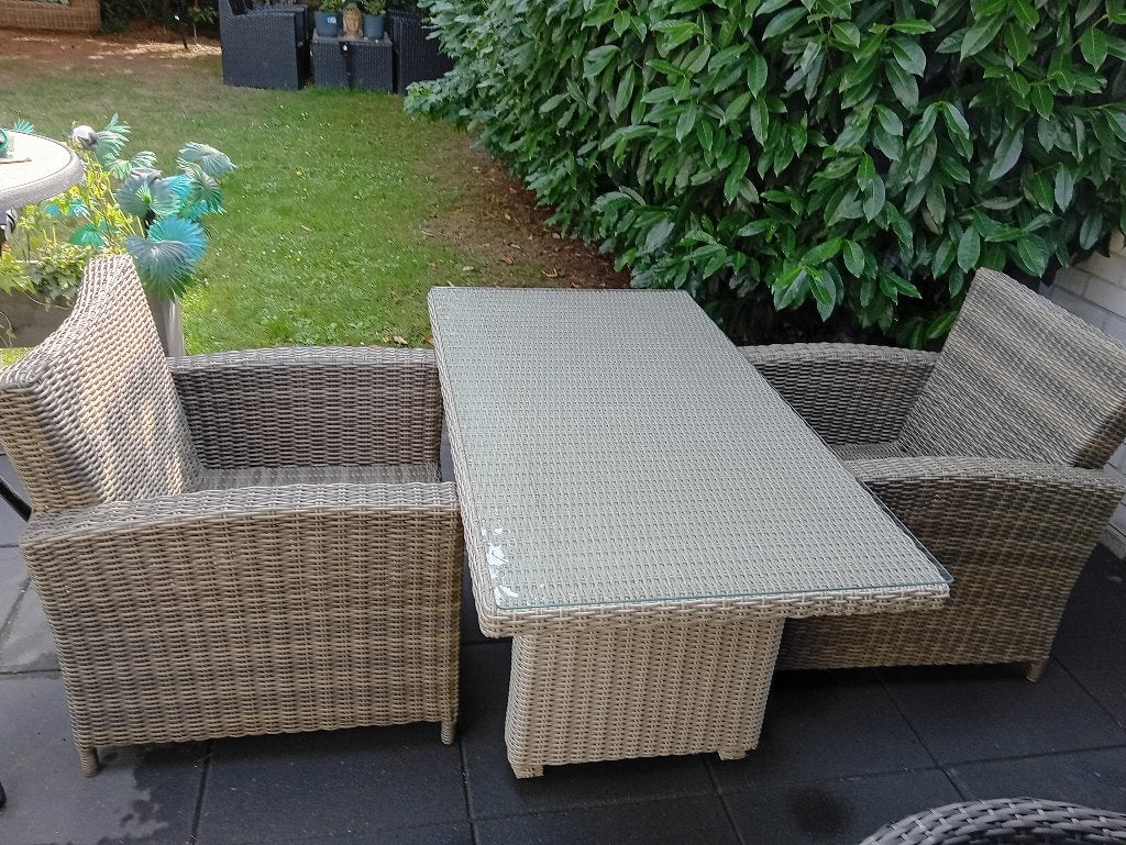 Tuinset Intratuin - Wicker met glazen tafel, Tuin en Terras, Gebruikt, Wicker, Tuinset, Eettafel