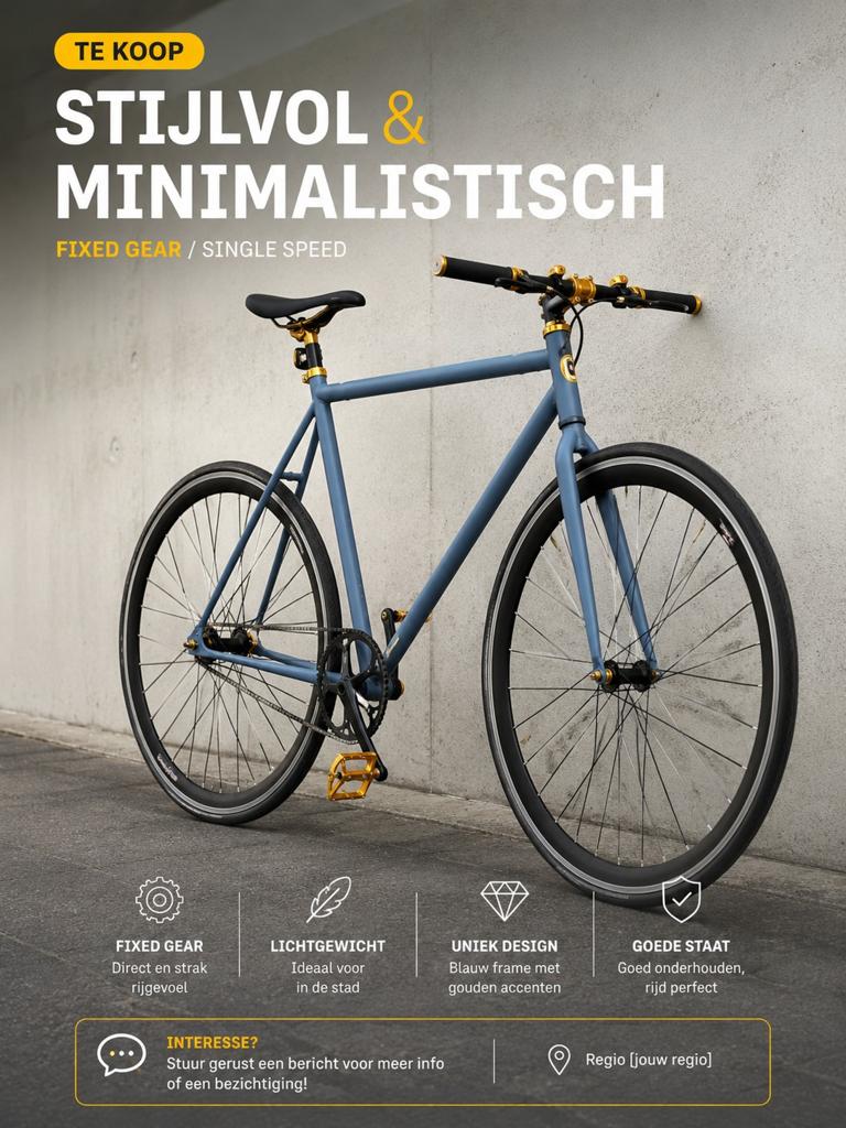 Strakke custom fixie / single speed – licht, snel en stijlvo, Ophalen, 24 inch of meer, Staal, Velgrem