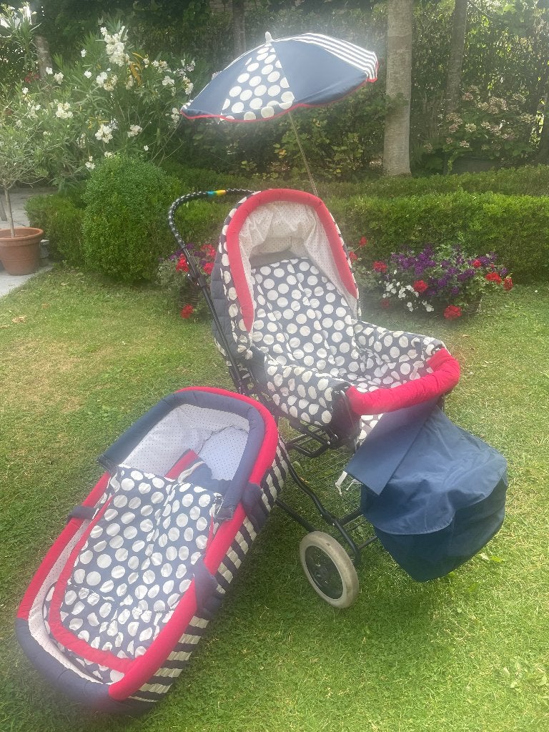 Vintage kinderwagen Teutonia, Gebruikt, Combiwagen, Verstelbare duwstang, Ophalen
