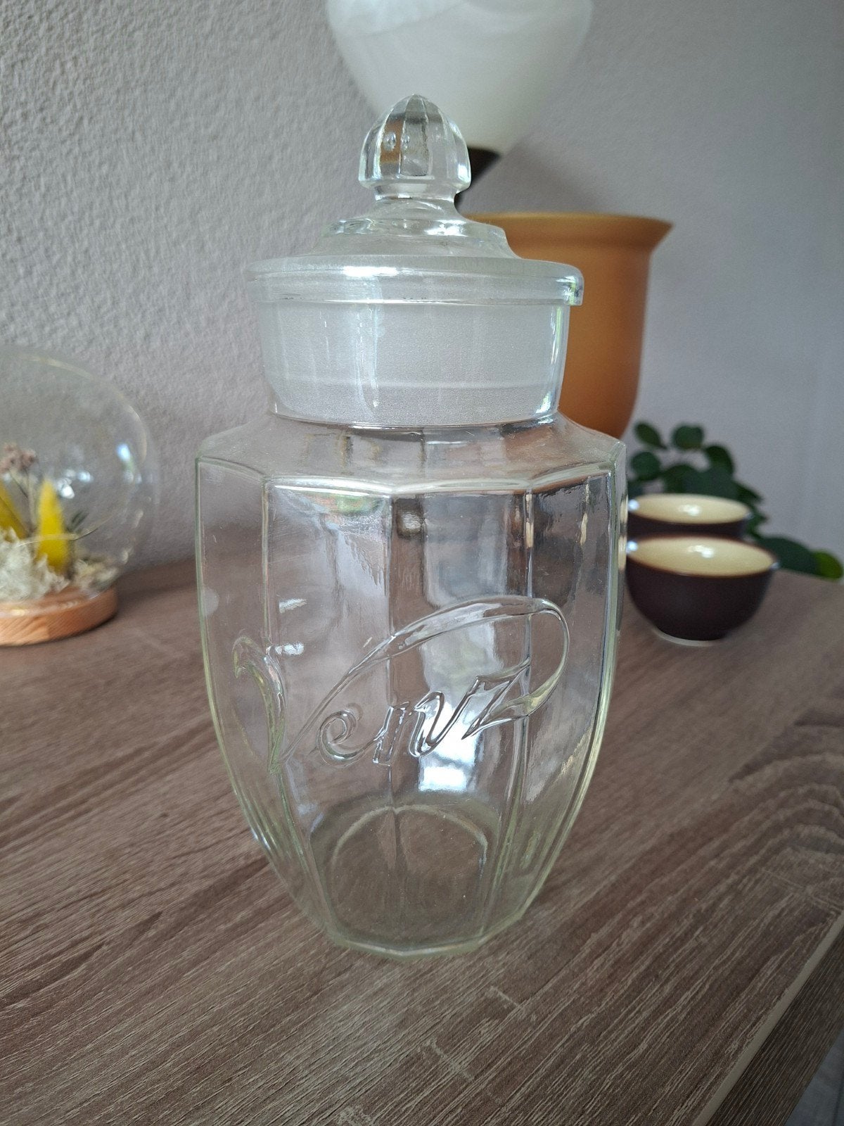 VENZ Vintage glazen voorraadpot met deksel, Ophalen of Verzenden