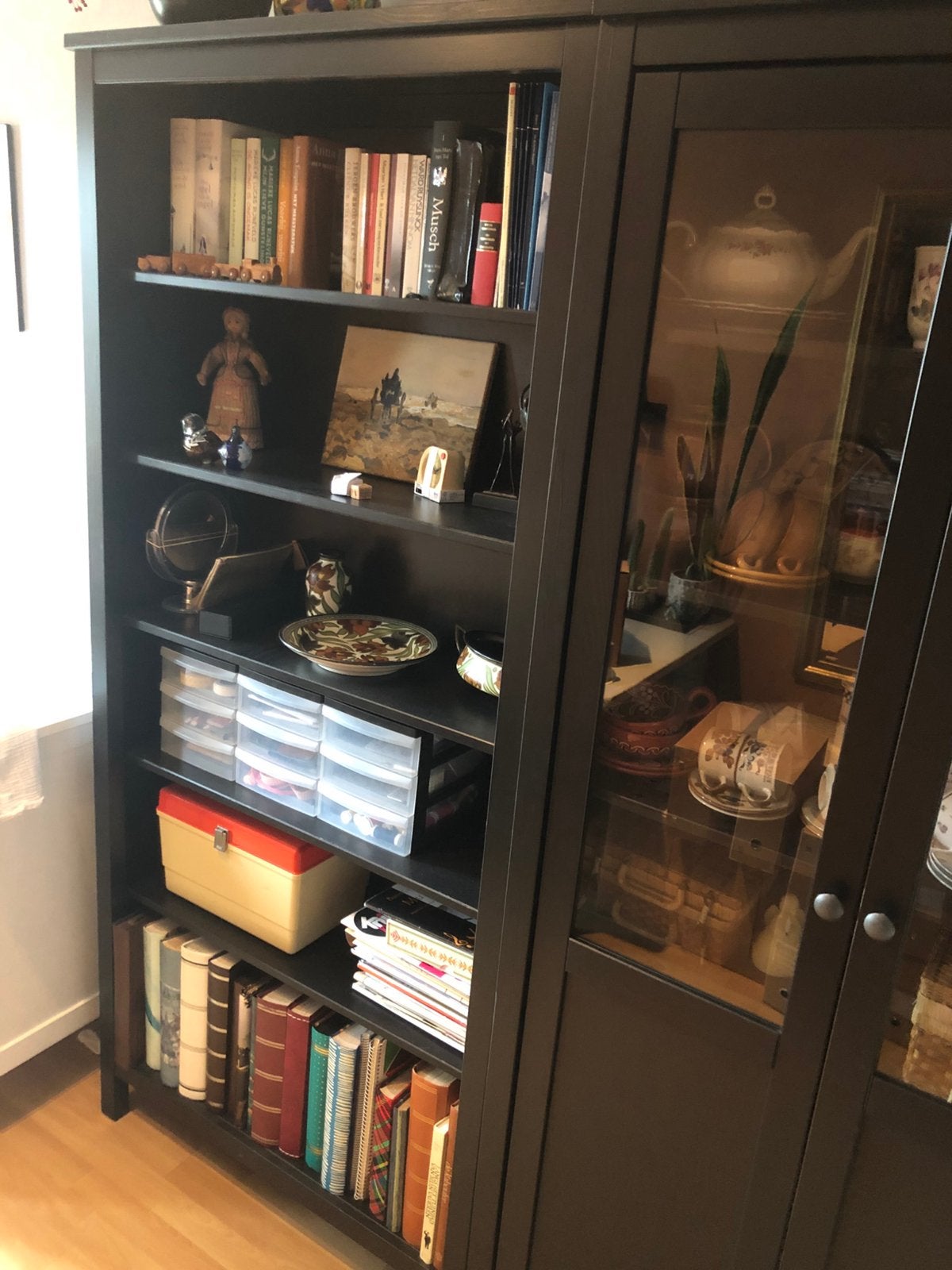 Ikea boekenkasten, open en met glazen deur, 3 stuks, zwart, Ophalen, Met deur(en), 200 cm of meer, 50 tot 100 cm