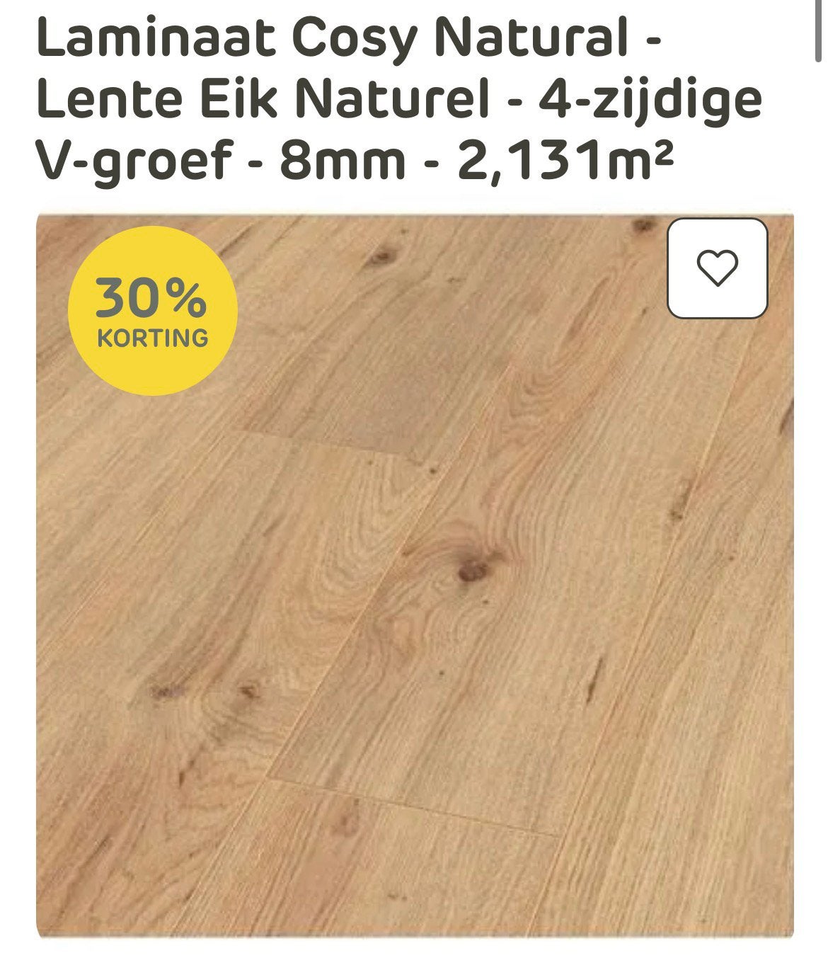 Laminaat Cosy Natural - Lente Eik Naturel, Ophalen, Zo goed als nieuw, Laminaat