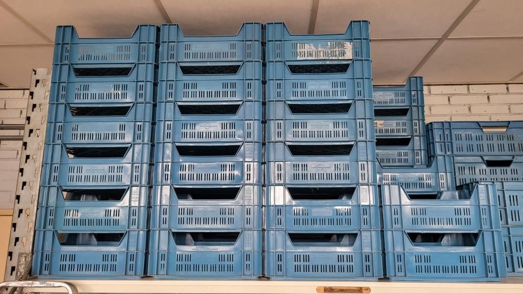 Blauwe kisten fruitkisten kratten 39.5 x 29 x 16.5 cm, Ophalen, Gebruikt, Minder dan 35 cm, Minder dan 50 cm