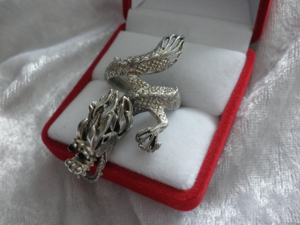 Mooie Aparte Zilveren Ring - Draak met Beweegbare Kop, Sieraden, Tassen en Uiterlijk, Verzenden, Zilver, Ring