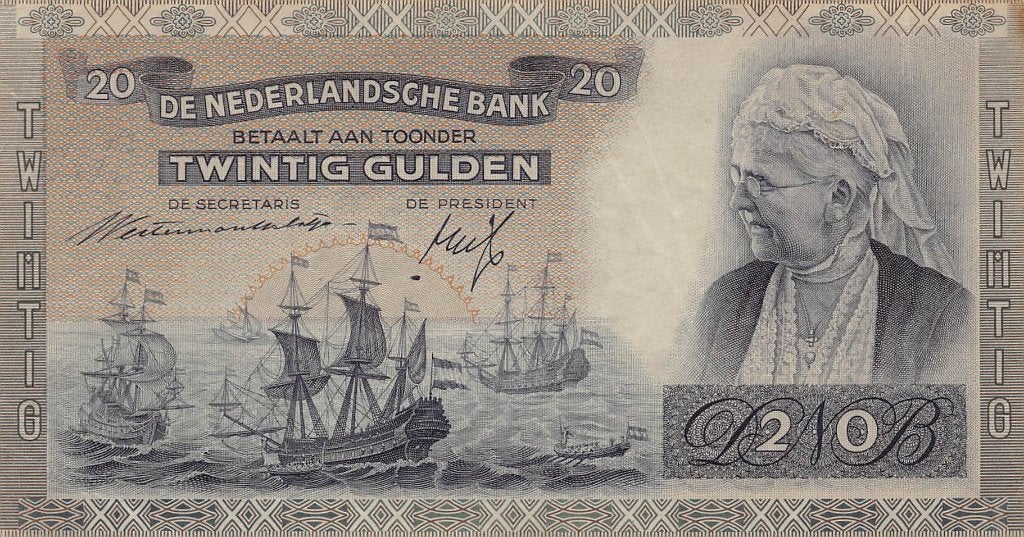 20 gulden Emma 1941 Vrijwel UNC, Ophalen of Verzenden, 25 gulden, Los biljet