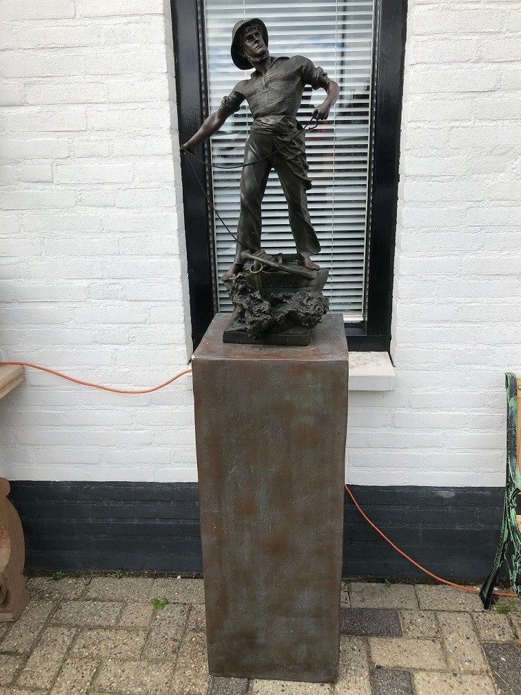 TUINBEELD Zeeman Waagen OP ZUIL pilaar Bronslook, Ophalen, Kunststof, Gebruikt, Wilms