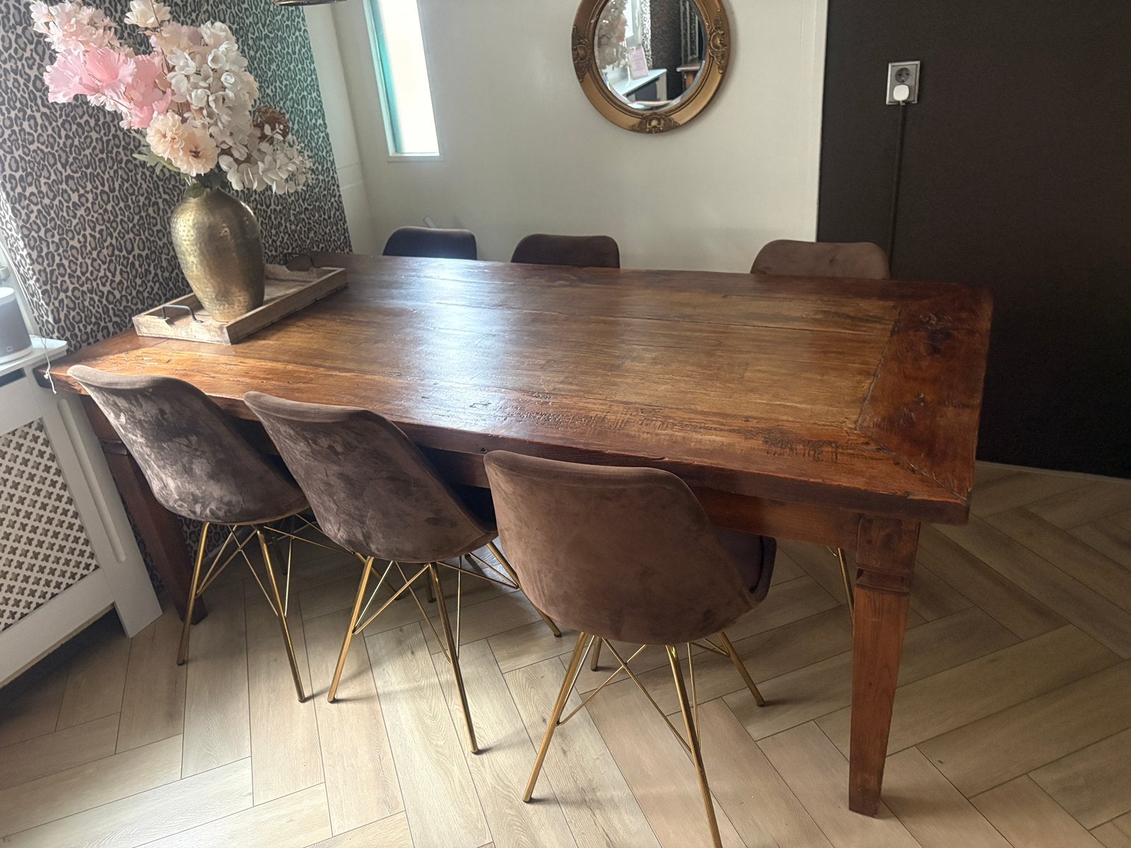 Houten eettafel, 200 cm of meer, Zo goed als nieuw, Rechthoekig, 50 tot 100 cm