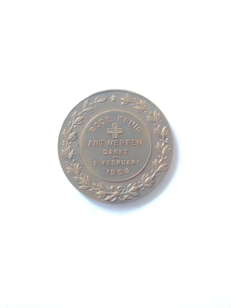 A België rode kruis medaille Dankt februari 1953, Ophalen of Verzenden, Landmacht, Overige gebieden, Lintje, Medaille of Wings