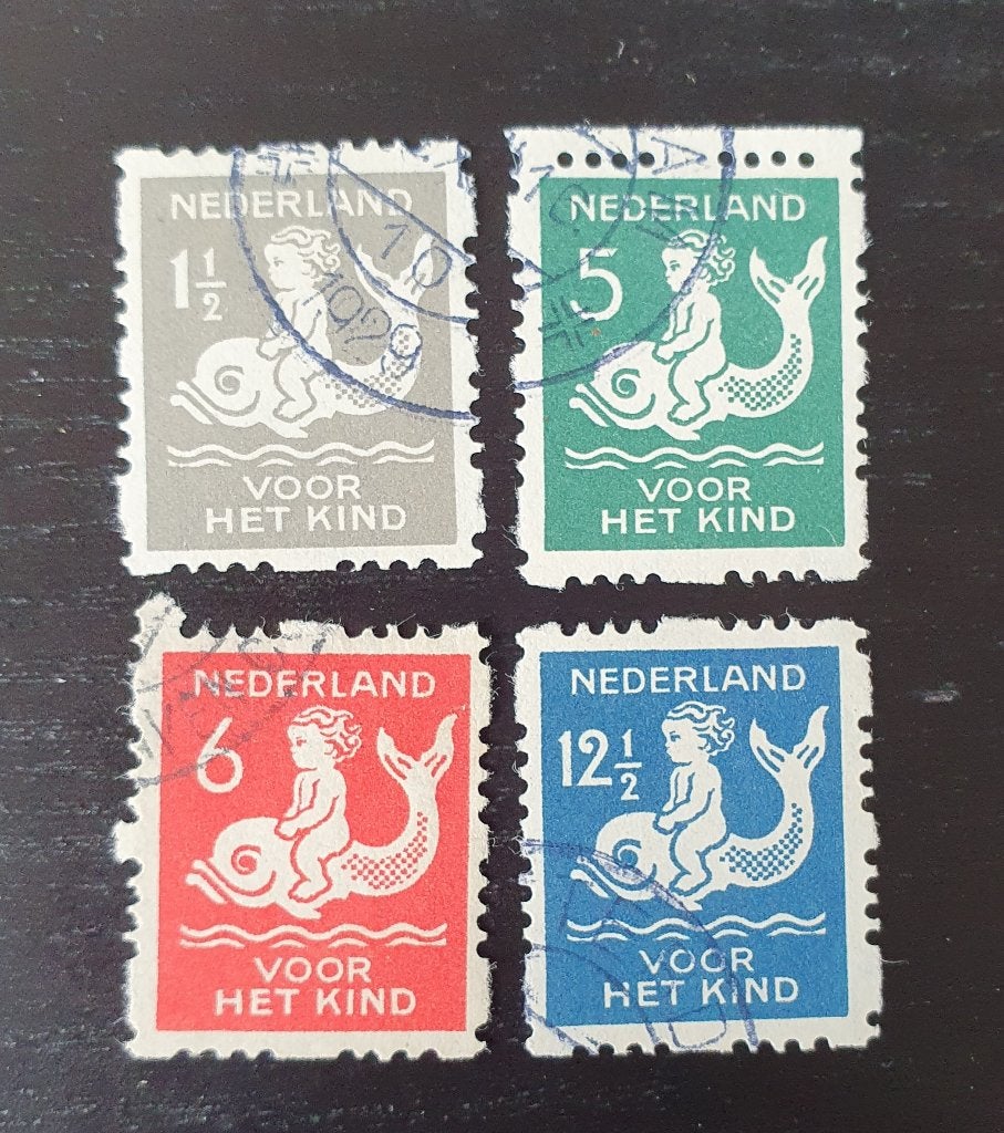 Nederland 1929 Roltanding Kind NVPH R82-R85 gestempeld, Postzegels en Munten, Verzenden, T/m 1940, Gestempeld