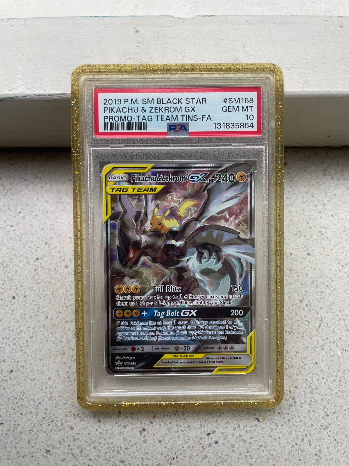 PSA 10 Pikachu & Zekrom GX (SM 168) - Black star promo, Ophalen of Verzenden, Zo goed als nieuw, Losse kaart, Foil