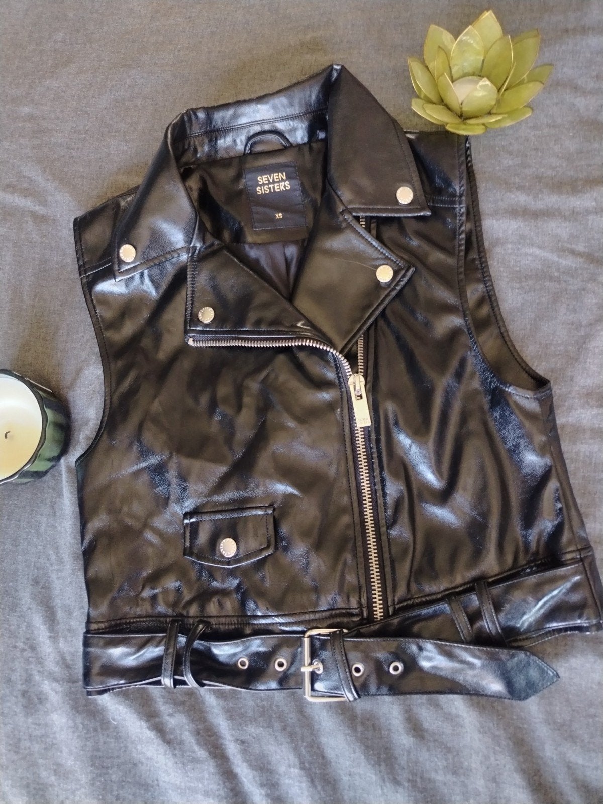 Stijlvol Zwart Imitatie Leren Gilet Maat XS, Seven Sisters, Zwart, Ophalen of Verzenden, Zo goed als nieuw