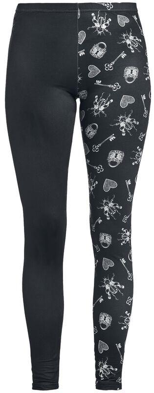 Black legging met print Merk Gothicana by EMP Maat XL, Legging, Zwart, Black legging met print Merk Gothicana by EMP Maat XL, Nieuw