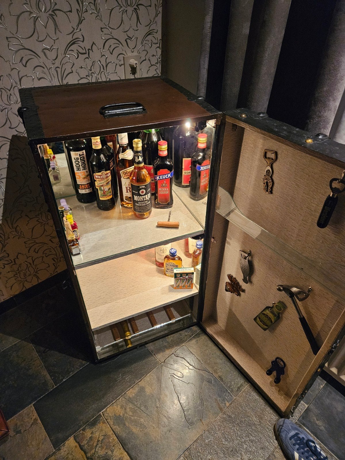 Vintage Kofferbar - Unieke Mobiele Bar, Ophalen, Gebruikt, Bruin, Vintage