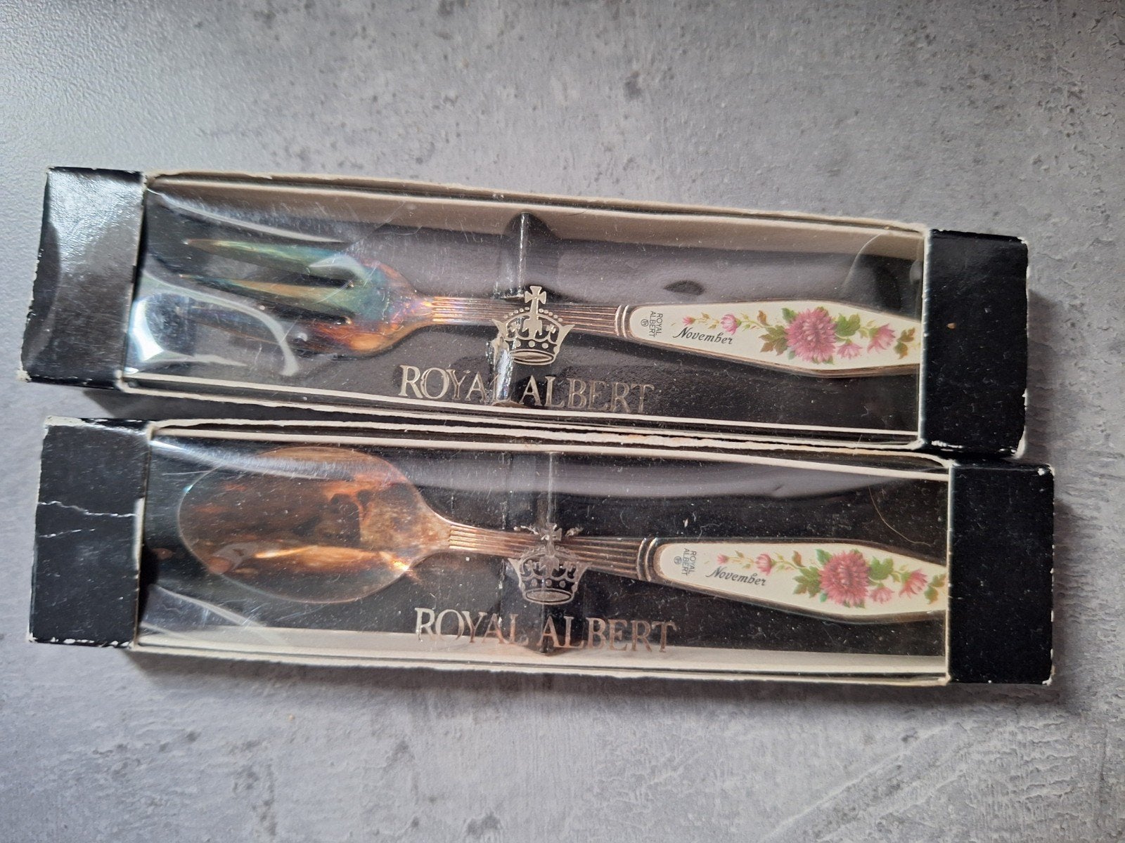 Royal Albert November Vork en Lepel Set - Vintage Bestek, Ophalen of Verzenden