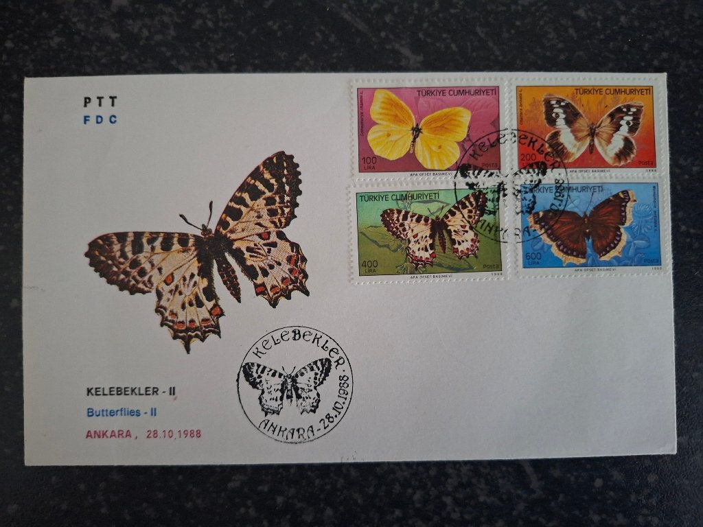 Turkije - FDC uitgifte van 28-10-1988., Postzegels en Munten, Postzegels | Eerstedagenveloppen, Ophalen of Verzenden, Onbeschreven