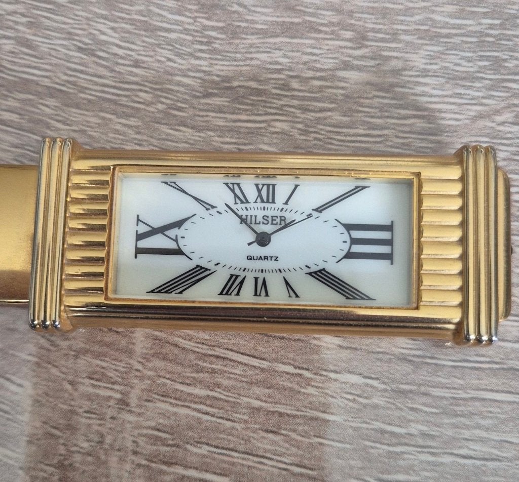 Originele luxe vergulde brief opener met klok., Ophalen of Verzenden