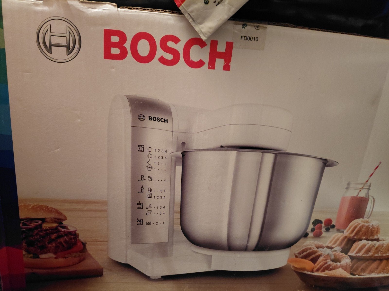 Keukenmachine Bosch, Wit/Zilver, Witgoed en Apparatuur, Keukenmixers, Ophalen of Verzenden, Zo goed als nieuw, Vaatwasserbestendig