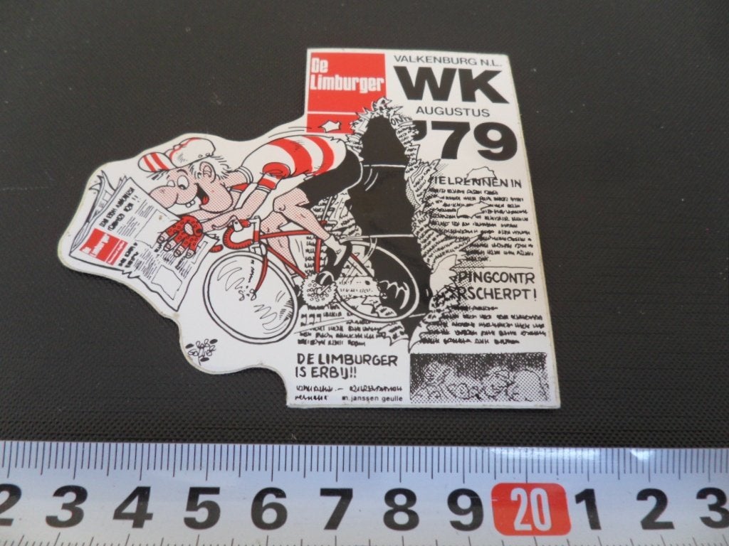 sticker fiets krant wielrennen de limburger valkenburg WK 79, Verzamelen, Ophalen, Zo goed als nieuw