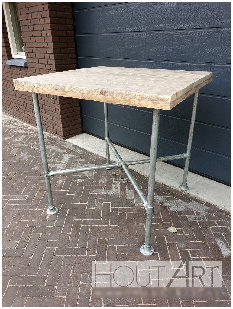 Bartafel verzinkte steigerbuis met steigerhouten blad!, Info@hout-art.nl, Nieuw, Ophalen of Verzenden, Hoeves 3 in Schijndel