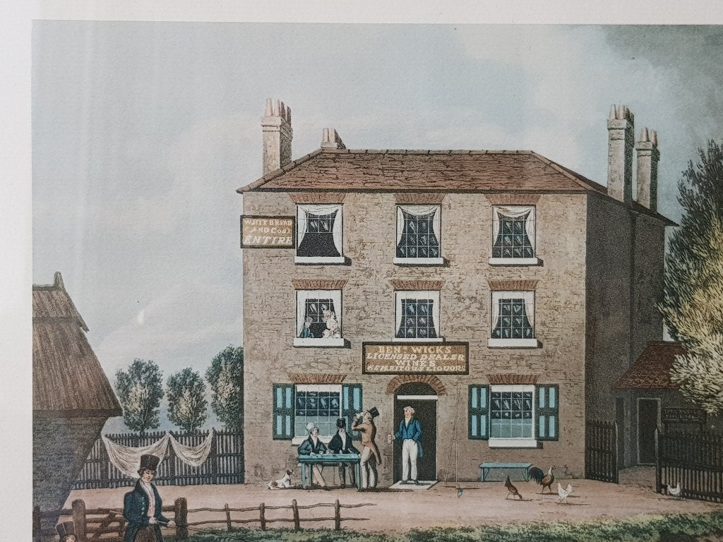 Bottom fishing mooie antieke ingelijste prent uit Engeland., Ophalen of Verzenden