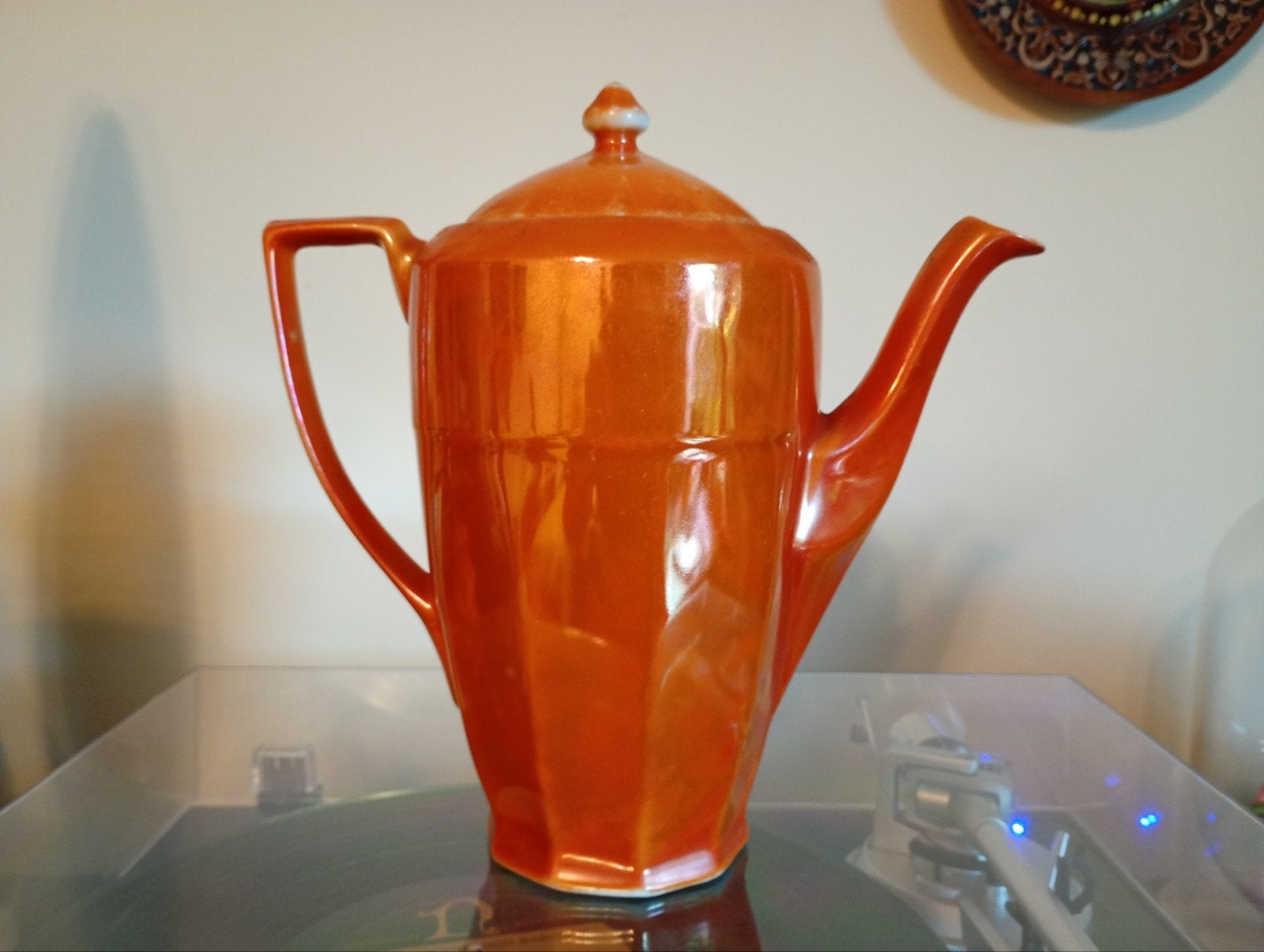 Vintage Oranje Koffiepot - Art Deco Stijl, Antiek en Kunst, Ophalen of Verzenden