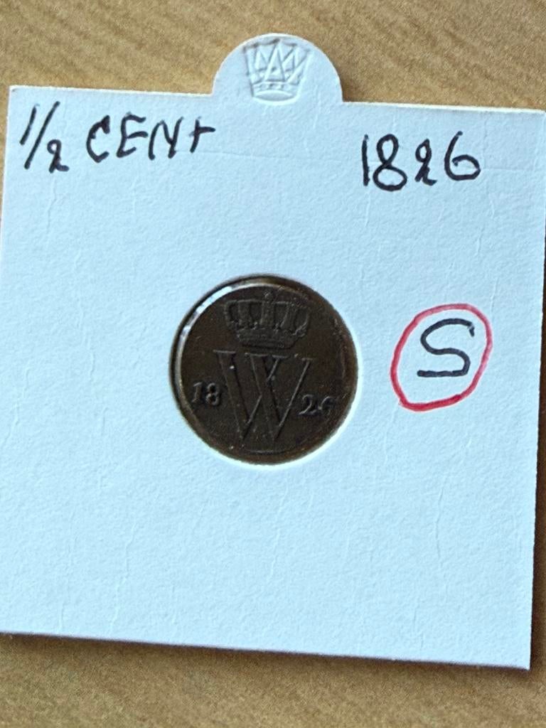 Halve Cent Willen 1  1826, Postzegels en Munten, Munten | Nederland, Ophalen of Verzenden, Koning Willem I, Overige waardes, Losse munt