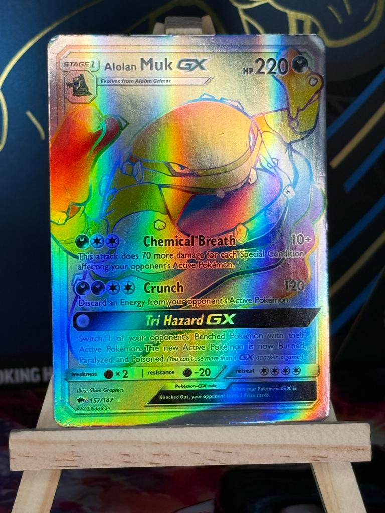 Alolan Muk GX Full Art Pokémon Kaart (157/147), Ophalen of Verzenden, Zo goed als nieuw, Losse kaart