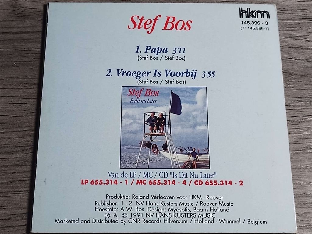 Stef Bos ‎– Papa [CD Single], Ophalen of Verzenden, Zo goed als nieuw, Nederlandstalig