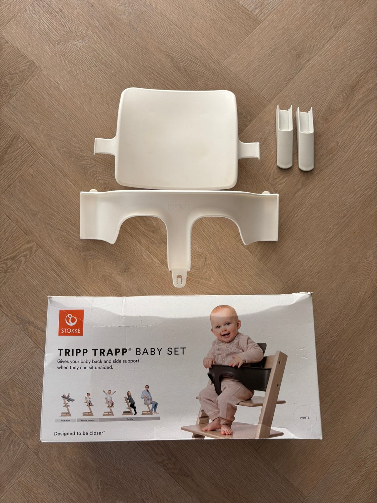 Stokke babyset baby set wit triptrap tripp trap stoel ZGAN, Ophalen of Verzenden, Zo goed als nieuw, Meegroeistoel