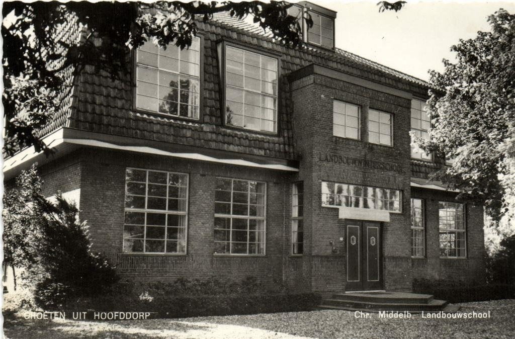 Groeten uit Hoofddorp - Chr. Middelb. Landbouwschool - ongel, Ophalen of Verzenden, 1960 tot 1980, Ongelopen, Noord-Holland