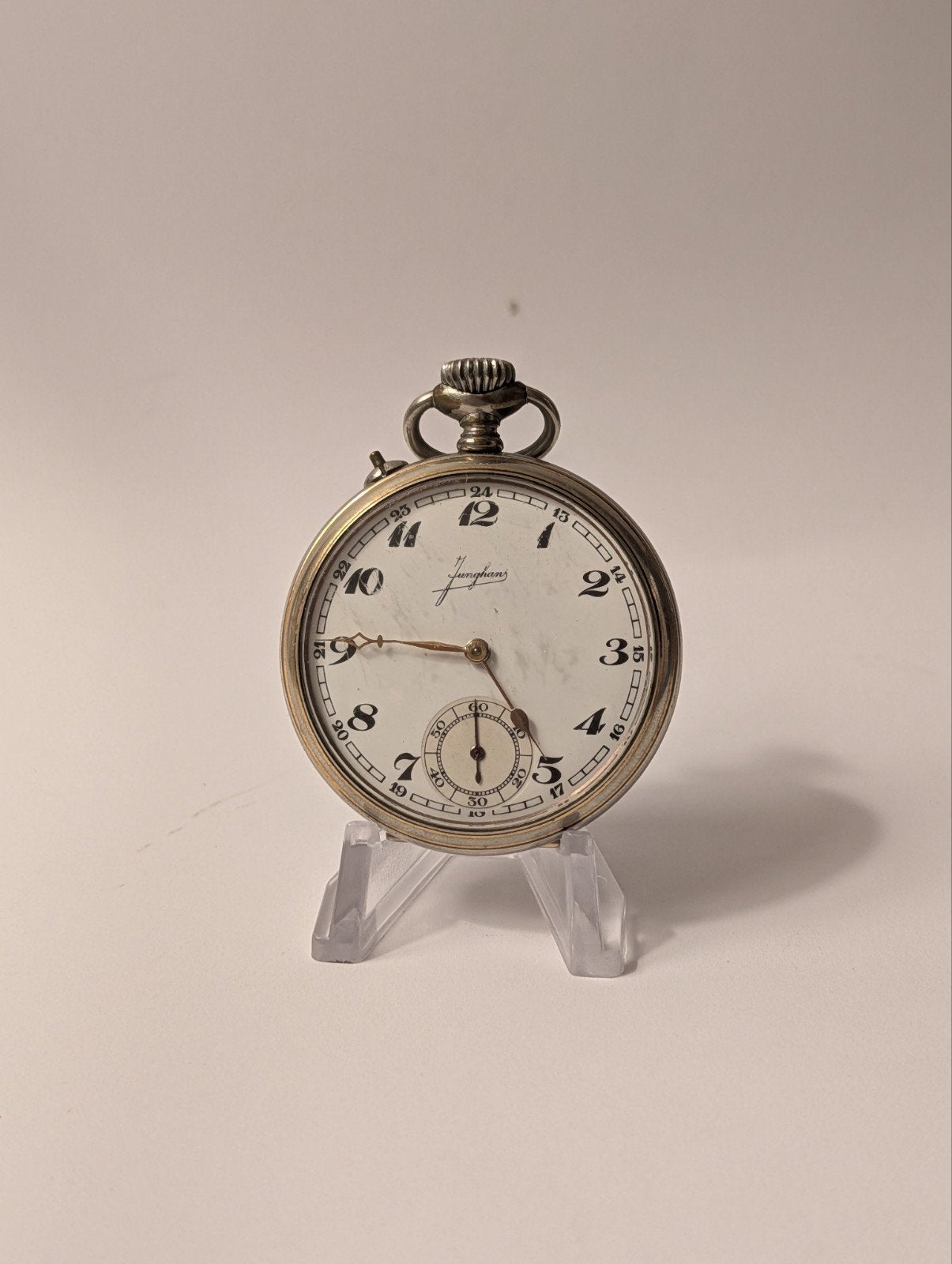Antiek Junghans Zakhorloge - Zilverkleurig, Overige merken, Zakhorloge, 1900 tot 1930, Ophalen of Verzenden