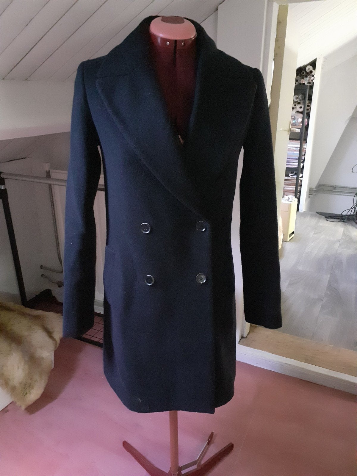 winter mantel has Zara maat S, Ophalen, Gedragen, Blauw