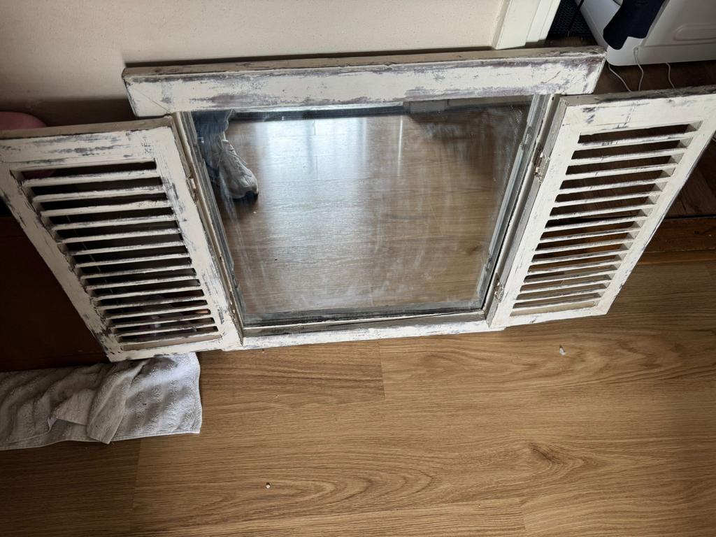 Vintage spiegel met luiken, Ophalen, Rechthoekig, 50 tot 100 cm, Minder dan 100 cm